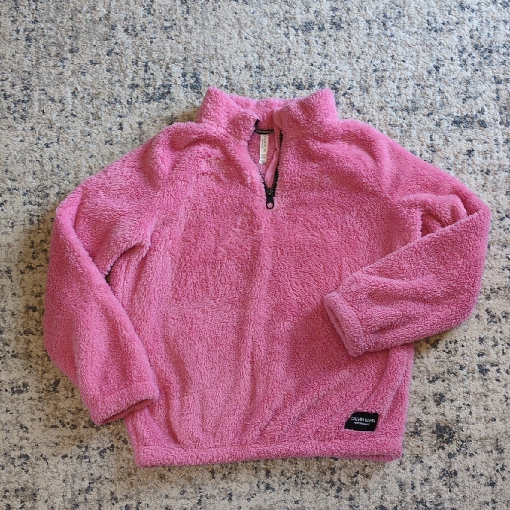 Calvin Klein Pink Fleece Quarter-Zip Sweater